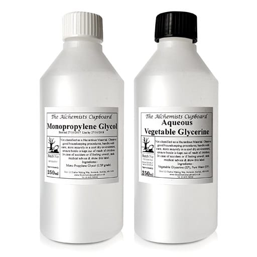 Mono-Propylene Glycol (PG) & Vegetable Glycerin (VG)