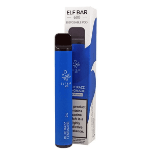 The Elf Bar 600 Blue Razz Lemonade flavour, is a disposable vape device filled with nicotine salt-based e-liquid.